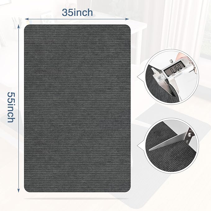 Placoot Desk Chair Mat for Hardwood Floor Corduroy Surface 55"x35" Office Chair Mat for Rolling Chairs,Large Anti-Slip Backing Under Desk Low-Pile Office Rug Floor Mat for Office/Home