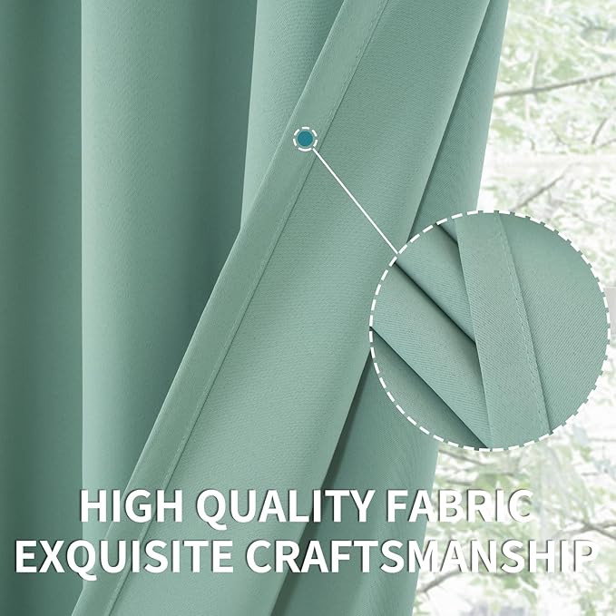 BGment Light Sage Blackout Curtains 84 Inches Long for Living Room - Rod Pocket Thermal Insulated Room Darkening Drapes for Bedroom Dining Privacy, 42 x 84 Inch, 2 Panels