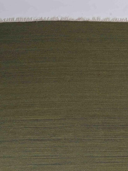 Rugsotic Carpets Hand Woven Flat Weave Kilim Wool ECO-Friendly Area Rugs - 6'x6', Square Shape, Olive Color, Solid Plain Design, Low Pile Handmade Area Rugs for Living Room, Bed Room (D00111)