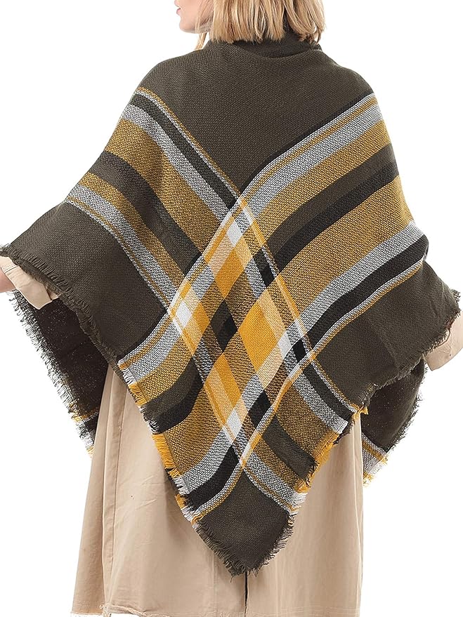 American Trends Women's Cozy Warm Winter Fall Blanket Scarf Stylish Soft Chunky Checked Giant Scarves Shawls
