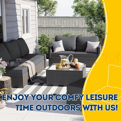 AAAAAcessories Outdoor Deep Seat Cushions, Waterproof, Fade-Resistant Patio Furniture Replacement Cushions, 23.5" x 25.5" x 5" + 23.5" x 19", Dark Gray