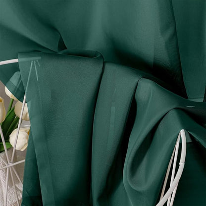 OVZME Hunter Green Sheer Curtains 63 Inches Long 2 Panels - Soft Light Filtering Window Sheer Panels for Living Room/Bedroom, Top Dual Rod Pocket, 1 Pair, Each 42Wx63L Inches