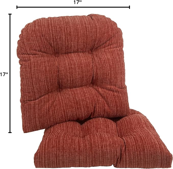 Klear Vu Gripper Overstuffed Universal Non-Slip Dining Chair Cushions for Kitchen Decor or Office Use, U-Shaped Skid-Proof Seat Pad, 17x17 Inches, 2 Count (Pack of 1), Clay