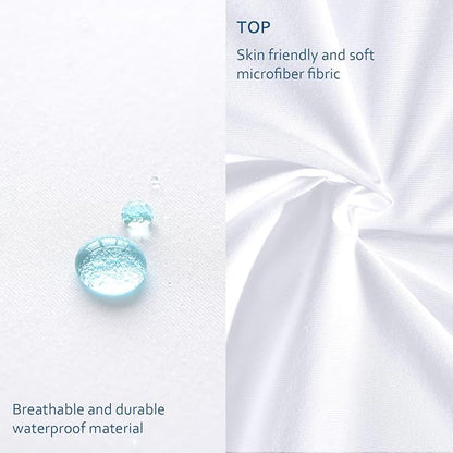 Waterproof Mattress Protector King Size,Mattress Cover Protector, Smooth Top Mattress Protector for Kids, Breathable Skin Friendly and Noiseless Fitted Sheet,King Size,Polyester