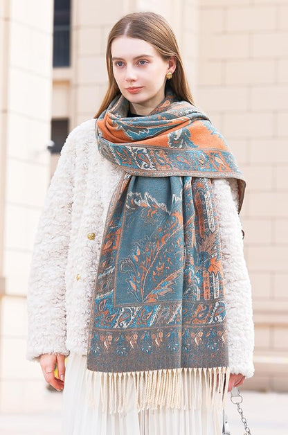 Wander Agio Warm Fashion Scarf Long Shawl Large Blanket Winter Wraps Scarves for Women Cashmere Jacquard Vintage Paisley