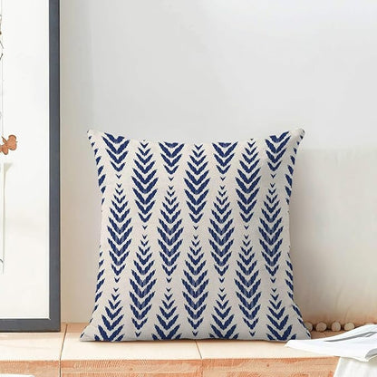 Navy Blue Boho Pillow Covers 20 x 20 Inch Pack of 2, Bohemian Ethnic Herringbone Pattern Decorative Throw Pillow Covers Linen Modern Geometry Farmhouse Outdoor Pillowcase for Sofa Couch Decor