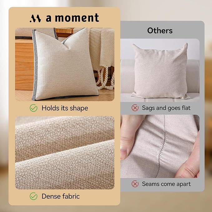 a moment Loop Yarn Linen-Like Pillow Cover Natural Soft Decorative Throw Pillow Case Farmhouse 18x18 Inch, Bohemian Textured Cushion Cover for Sofa Bed, Wrinkle-Resistant Home Decor Grey
