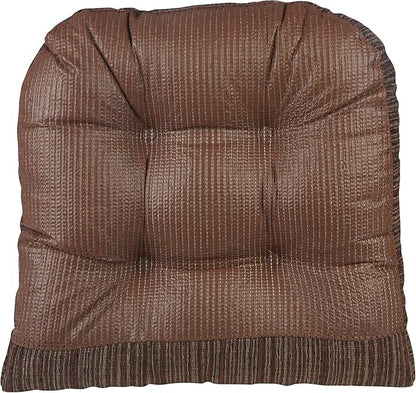Klear Vu Gripper Overstuffed Universal Non-Slip Dining Chair Cushions for Kitchen Decor or Office Use, U-Shaped Skid-Proof Seat Pad, 17x17 Inches, 2 Count (Pack of 1), Chenille Chocolate Brown