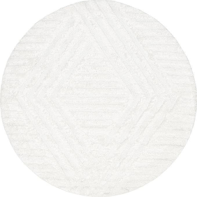 nuLOOM Risette Ivory, 6' Round, Geometric, Soft and Textured, High Traffic, Stain Resistant, Easy Clean, Durable Area Rug for Bedroom, Living Room, Dining Space, Den, Foyer, Entryway