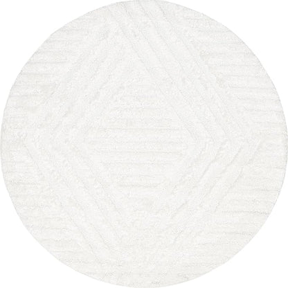 nuLOOM Risette Ivory, 8' Round, Geometric, Soft and Textured, High Traffic, Stain Resistant, Easy Clean, Durable Area Rug for Bedroom, Living Room, Dining Space, Den, Foyer, Entryway