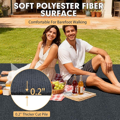 Marine Carpet,6 FT x 23 FT Dark Gray Indoor Outdoor Carpet 0.2" Thick Boat Carpet with Water-Proof TPE Backing, Non-Slide Outdoor Marine Carpet Roll for Home, Patio, Porch, Deck