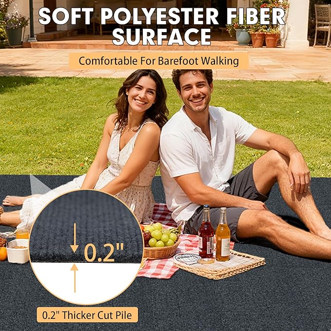 Marine Carpet,5 FT x 20 FT Dark Gray Indoor Outdoor Carpet 0.2" Thick Boat Carpet with Water-Proof TPE Backing, Non-Slide Outdoor Marine Carpet Roll for Home, Patio, Porch, Deck