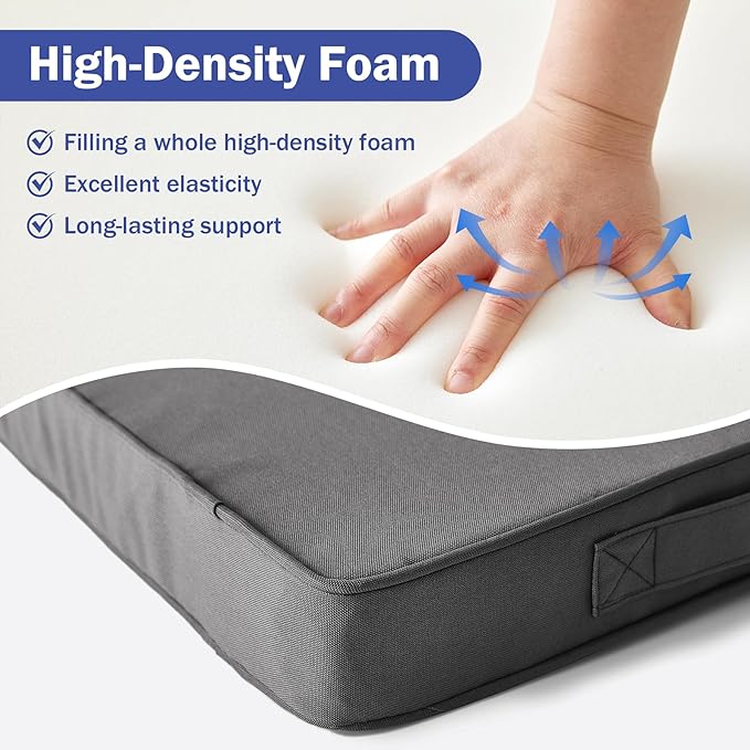 Outdoor Chair Cushions, Waterproof Patio Chair Cushions 19x19x3 Inch, Outdoor Cushions with Removable Cover for Sofa, Fade Resistant Patio Cushions for Outdoor Furniture, Dark Grey