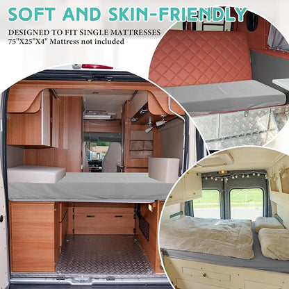 Breling Fitted Sheet (Sheet Only) Compatible with Milliard Trifold Mattress Folding Mattress Fitted Microfiber Bedsheet for Camp Bunk Rvs Bed(Twin,4'',Light Gray)