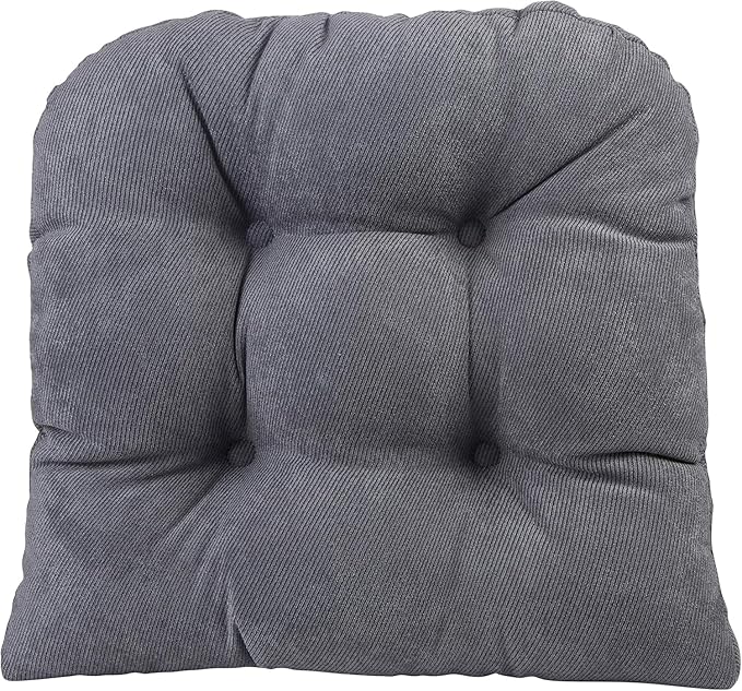 Klear Vu Gripper Overstuffed Universal Non-Slip Dining Chair Cushions for Kitchen Decor or Office Use, U-Shaped Skid-Proof Seat Pad, 17x17 Inches, 2 Count (Pack of 1), Linear Bluestone