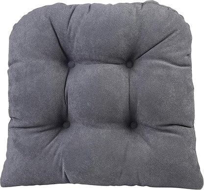 Klear Vu Gripper Overstuffed Universal Non-Slip Dining Chair Cushions for Kitchen Decor or Office Use, U-Shaped Skid-Proof Seat Pad, 17x17 Inches, 2 Count (Pack of 1), Linear Bluestone
