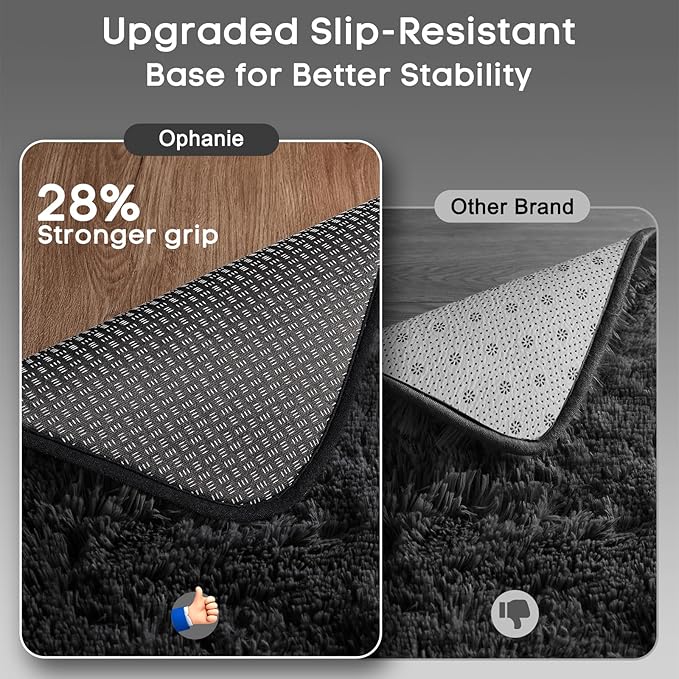Ophanie 3x5 Black Rugs for College Dorm, Bedroom Small Area Rug, Non-Slip Fluffy Shaggy Bedside Soft Shag Fuzzy Plush Carpet for Kids Boys Teen Home Decor Aesthetic, Nursery