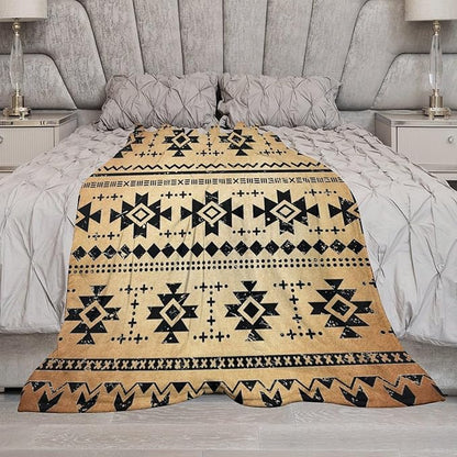 Tribal Aztec Throw Blanket, Southwestern Native Blanket, Vintage Ethnic Abstract Geometric Print Throws Cover for Couch Chair Sofa Bed Outdoor Beach Travel 60"x80"