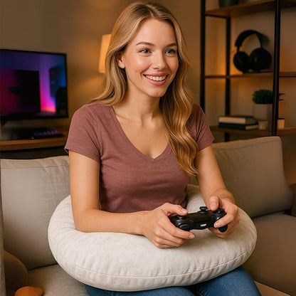MELLO Lap Pillow for Reading – Memory Foam Gaming Pillow for Lap, Crochet, Crafting, Knitting, Elbow and Arm Support Cushion for Rest in Couch and Bed (Light Gray, Standard)