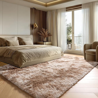 ONASAR Rugs for Living Room Bedroom, Tie-Dyed Beige 5x8 Washable Fluffy Bedside Area Rug, Soft Plush Shaggy Indoor Floor Carpet for Nursery Kids Girls Boys Teen Dorm Home Office Decor Aesthetic