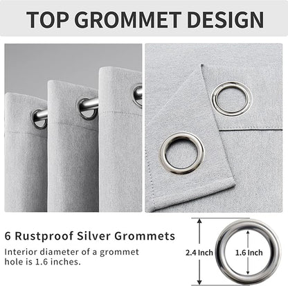Easy-Going Linen Look Blackout Curtain Grommet Window Curtain Drapes for Bedroom, Living Room Thermal Insulated Room Darkening (2 Panels, 42x63 inch, Greyish White)