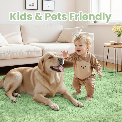 5x7 Area Rugs for Living Room Rug: Soft Fluffy Shag Mint Green Rugs for Bedroom, Non-Slip Large Fuzzy Plush Rug Indoor Floor Carpet for Nursery Kids Boys Girls Room, Dorms, Playroom, Modern Home Decor