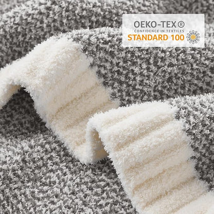 Snuggle Sac Oversized Grey Blanket Twin XL 66X90 for Bed, Reversible Super Soft Warm Cozy Knit Fuzzy Plush Blankets, Heather Dark Grey, 66x90 inches