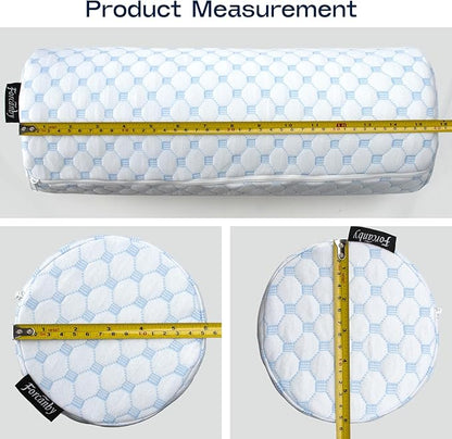 Neck Roll Pillow for Neck Pain Relief - Memory Foam Neck Support Pillow for Bed | Round Neck Pillow for Sleeping, 15.7 * 6 * 6 inch (Cool-Blue)