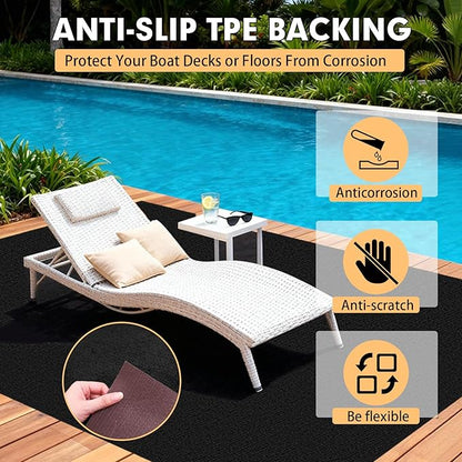 Marine Carpet,6 FT x 23 FT Black Indoor Outdoor Carpet 0.2" Thick Boat Carpet with Water-Proof TPE Backing, Non-Slide Outdoor Marine Carpet Roll for Home, Patio, Porch, Deck