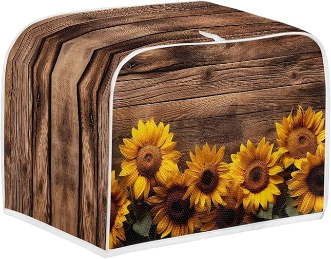 Sunflower 2 Slice Wide Slot Appliance Cover - Universal Bread Maker & Toaster Accessory, Washable