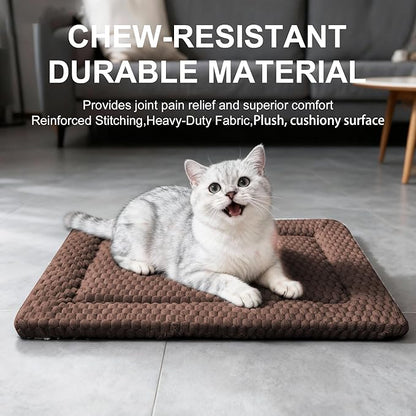 Dog Bed Mat - Dog Crate Pad - Reversible Mat for Pet Comfort - Soft Bed Crate Pads for All Seasons - Durable, Machine Washable Mat for Crates, Travel, and Home (Dark Brown, 18" L*14" W*1.5" Th)