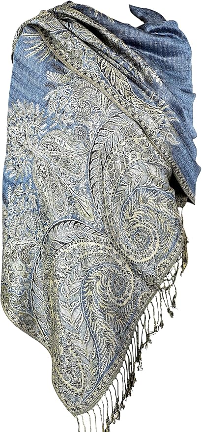 Achillea Big Paisley Pashmina Shawl Wrap for Women – Elegant Scarf for Weddings, Evening Dresses, Festivals & Daily Wear