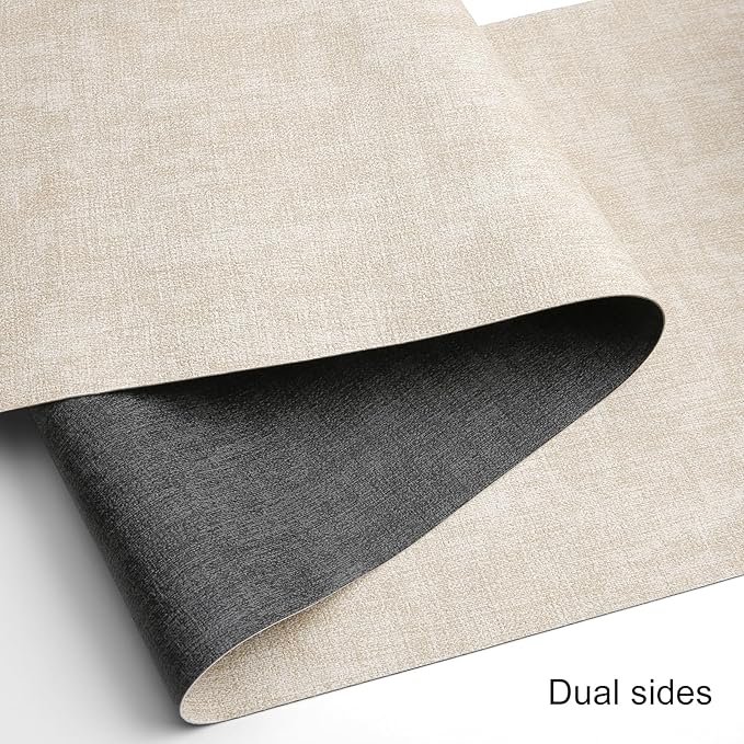Table Runners 55 Inches Long, Dual-Sided Faux Leather Farmhouse Table Runner Waterproof Non-Slip for Living Room Party Home Decor Holiday Decorations(Gray Cream-White, 12 x 55 Inch)