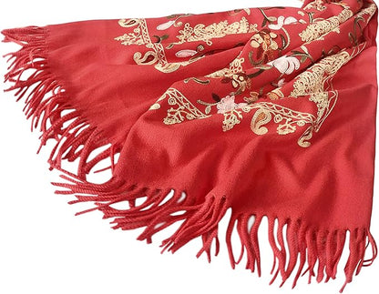 Urban CoCo Women's Embroidered Tassel Long Shawl Oversize Scarf Wraps for Women