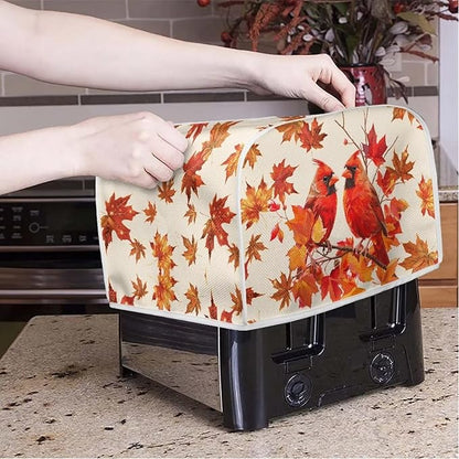 Cardinal Printed 2 Slice Kitchen Machine Covers, Maple Leaves Print Toaster Cover Fits Most Standard Toaster, Small Kitchen Appliance, Bread Maker Protector