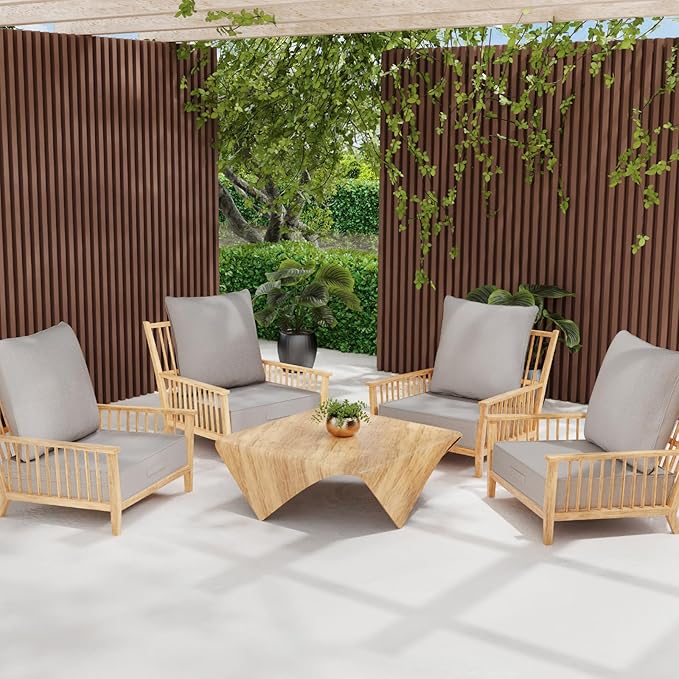 Outdoor Olefin Water-Resistant Deep Seat Cushion Set, 23''x 26''x6'' Weather and Fade Resistant Patio Furniture Seat Cushion, Thickened Sofa Chair Pad with Straps for Lawn, Garden, Light Beige