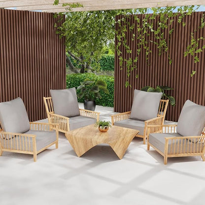 Outdoor Olefin Water-Resistant Deep Seat Cushion Set, 23''x 26''x6'' Weather and Fade Resistant Patio Furniture Seat Cushion, Thickened Sofa Chair Pad with Straps for Lawn, Garden, Light Beige