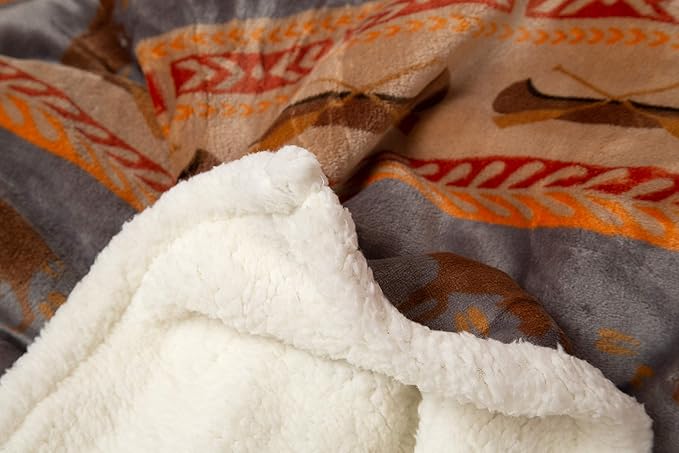 CARSTENS, INC. Ultra Premium Super Soft Plush Sherpa Fleece Oversized Throw Blanket 54" x 68", Moose Tracks