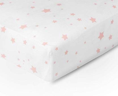 Newton Baby Fitted Mini Crib Sheets (2-Pack) | Organic Muslin Cotton, Breathable & Soft Baby Sheets, Washable Baby Mattress Sheets, Fits Mini Crib Mattresses 24" x 38", Stardust Coral & Plain White