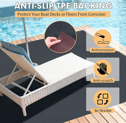 Marine Carpet,6 FT x 23 FT Dark Gray Indoor Outdoor Carpet 0.2" Thick Boat Carpet with Water-Proof TPE Backing, Non-Slide Outdoor Marine Carpet Roll for Home, Patio, Porch, Deck