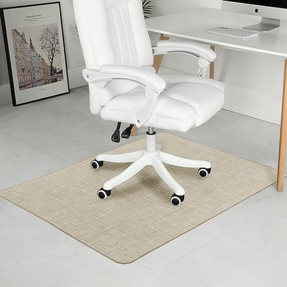 Chair Mat for Hardwood Floor, 47" x 52" Heavy Duty Office Chair Mat for Rolling Chairs, Anti Slip, Non-Curve, Floor Protector for Home Office, Beige Linen
