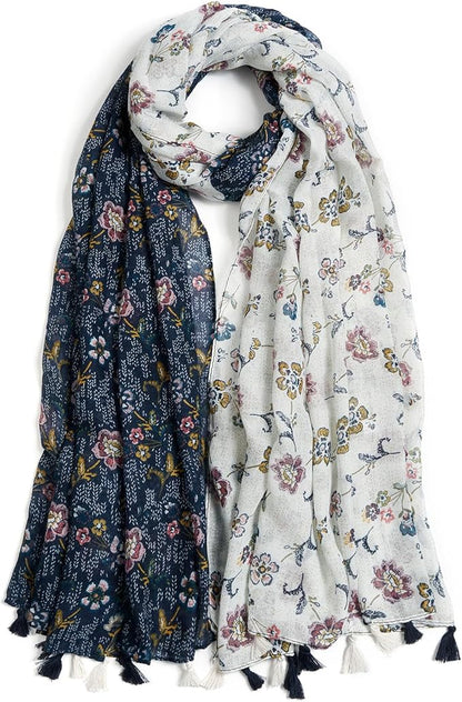 Scarf for Women Lightweight Soft Floral Leopard Printed Scarves Fall Winter Fashion Shawl Wrap with Fringe