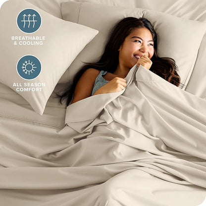 Bare Home Split California King Sheet Set - 1800 Ultra-Soft Microfiber Split California King Bed Sheets - Double Brushed - Deep Pockets - Easy Fit - 5 Piece Set - Bed Sheets (Split Cal King, Sand)