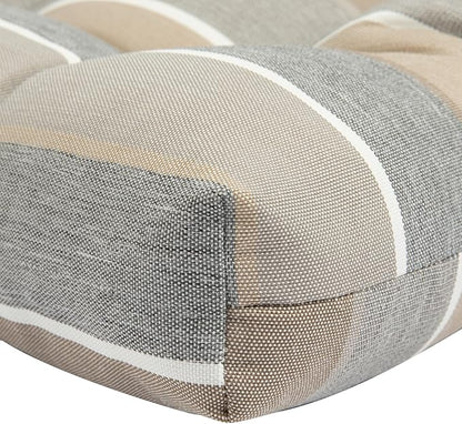 FUNHOME Outdoor Chair Cushions 19 x19 Inch,Water Resistant Tufted Seat Cushions 19",Reversible,Weather Resistant,Rounded Back Wicker Chair Cushion for Patio Garden Furniture(Gray Stripe)