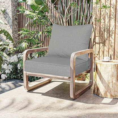 COZYVIDA Outdoor/Indoor 24x24 inch Deep Seat Patio Cushions Set of 2 Resilient Foam Filling Water Repellent Stain-Resistant UV Resistant Weather Resistant Patio Cushions Light Grey