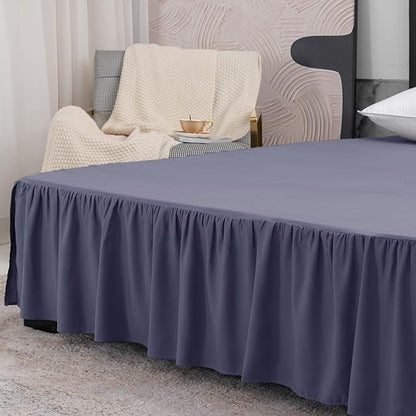 Bed Skirt Twin Size Ruffled Bed Skirt with Split Corners, 18 Inch Drop Dust Ruffle Bed Skirts with Platform, Gathered Style, 100% Microfiber, Navy Blue