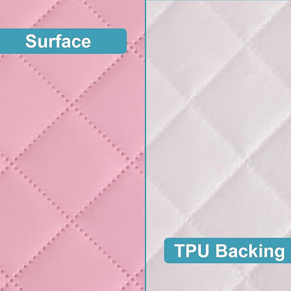 NTBAY 2 Pack Waterproof Crib Mattress Protector, Quilted 28"x52" Toddler Fitted Sheet - Machine Washable - Soft and Breathable Mattress Pad Cover for Crib, Nursery, Daycare, Cot, Pink