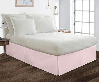 Bed Skirt - 100% Cotton 800 Thread Count Box Pleated Bed Skirt - Luxury Pleated Dust Ruffle, Hotel Quality Modern Bed Skirt, Easy Fit with 12 Inch Tailored Drop, King XL, Pink