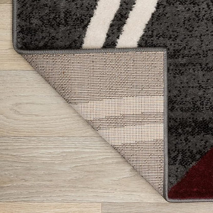 Rugshop Modern Wavy Circles Design Non-Shedding Area Rug, Carpet for Bedroom, Entryway, or Office, Red, 3'3" x 5'