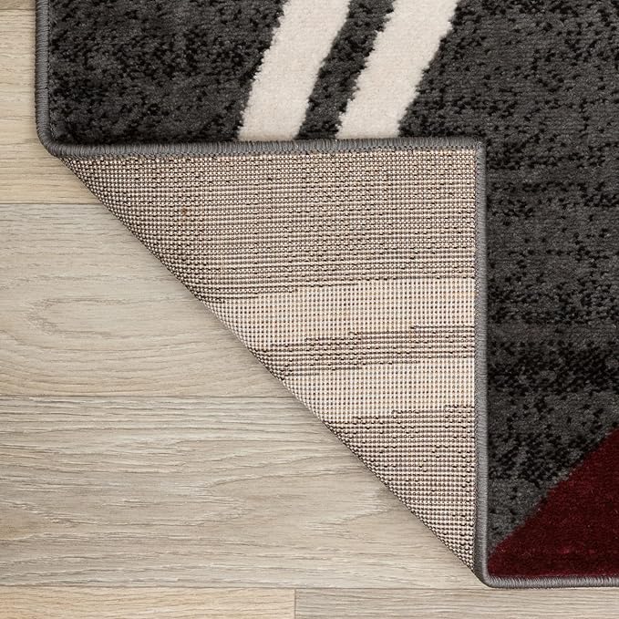 Rugshop Modern Wavy Circles Design Non-Shedding Runner Rug, Carpet for Hallway, Entryway, or Kitchen, Red, 2'7" x 12'